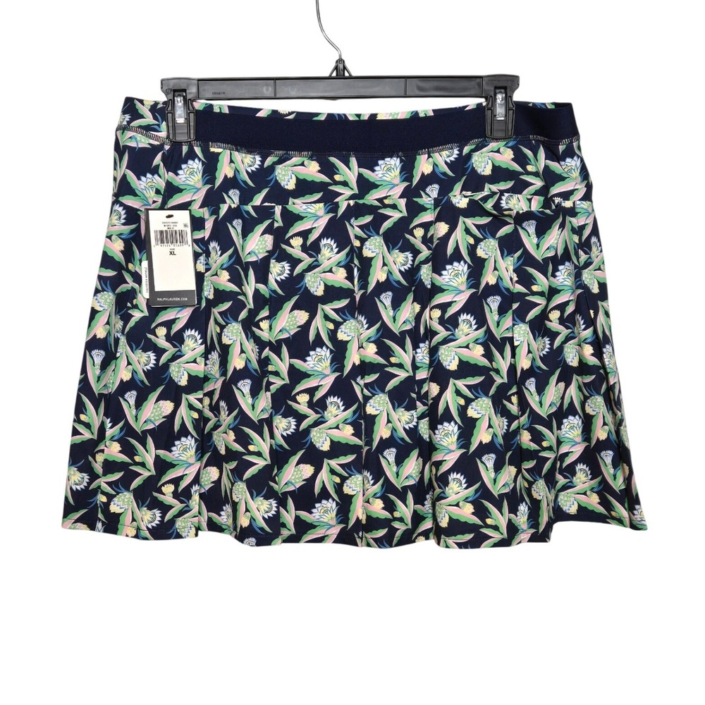 RLX Ralph Lauren Golf Skort Womens XL Navy Blue‎ Floral Pleated Performance NWT